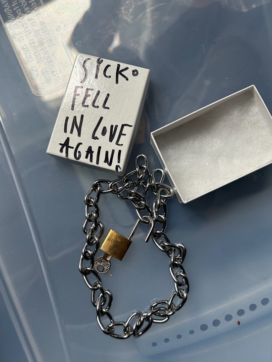 Sicko fell in love Jewelry - Silver Chain Necklace with Gold Padlock Accent - Women’s Fashion Jewelry